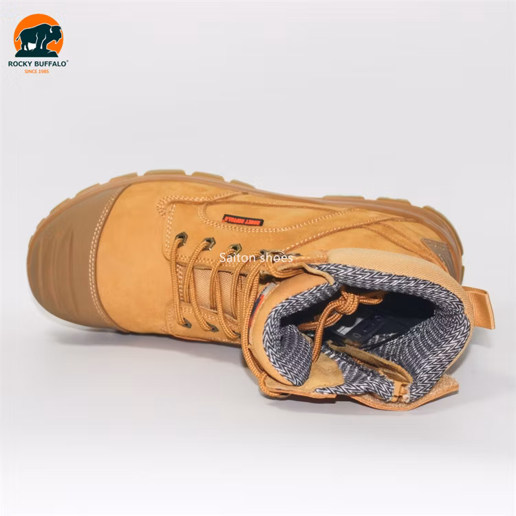 Rocky Buffalo Middle Cut Anti-Static & Anti-Slip Side Zip Yellow Nubuck Leather with TPU Labor Steel Toe Construction Safety Work Shoes