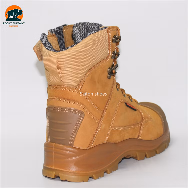 Rocky Buffalo Middle Cut Anti-Static & Anti-Slip Side Zip Yellow Nubuck Leather with TPU Labor Steel Toe Construction Safety Work Shoes