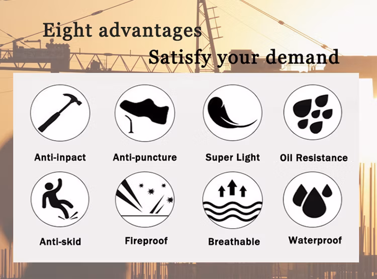 Safety Shoes with Black PU Injection Molding Process Work Leather Upper