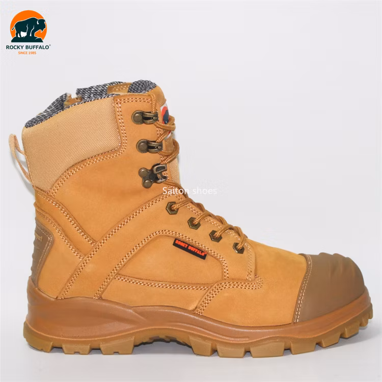 Rocky Buffalo Middle Cut Anti-Static & Anti-Slip Side Zip Yellow Nubuck Leather with TPU Labor Steel Toe Construction Safety Work Shoes