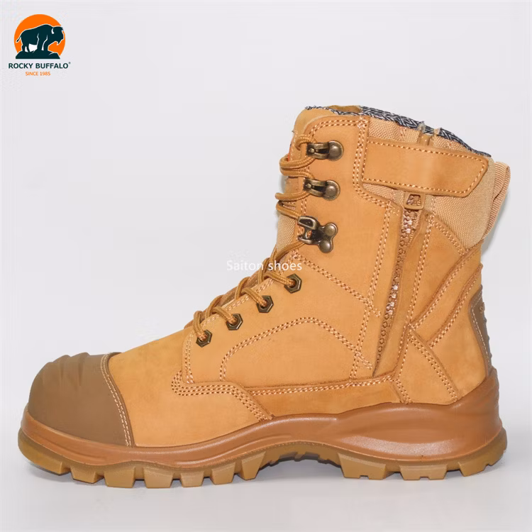 Rocky Buffalo Middle Cut Anti-Static & Anti-Slip Side Zip Yellow Nubuck Leather with TPU Labor Steel Toe Construction Safety Work Shoes