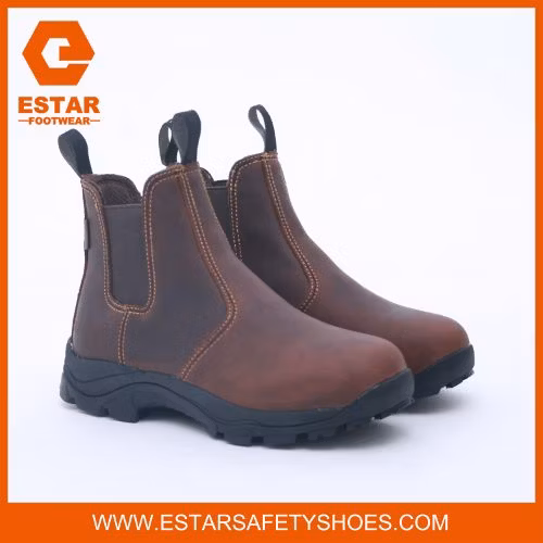 Chelsea Leather Work Boots Shoes for Men with Anti-Slip Rubber Outsole