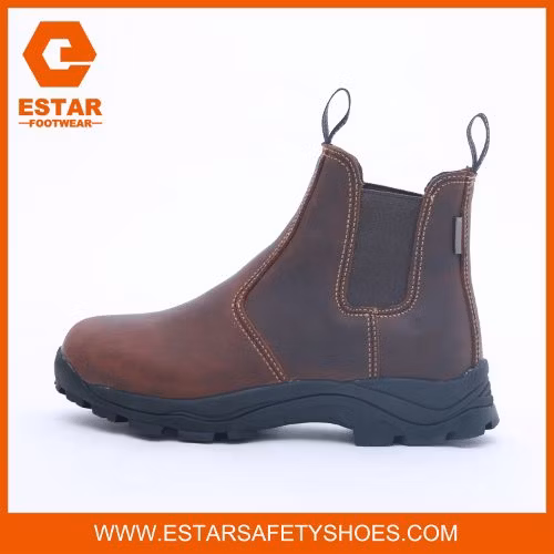 Chelsea Leather Work Boots Shoes for Men with Anti-Slip Rubber Outsole