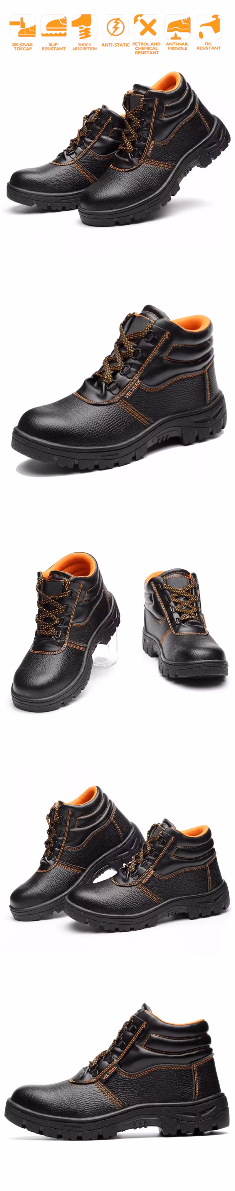4 Dollars PPE Protective Construction Men Wide Steel Toe Footwear Safety Shoes Middle Cut Labour Puncture Proof Cheap Industrial Work Boots