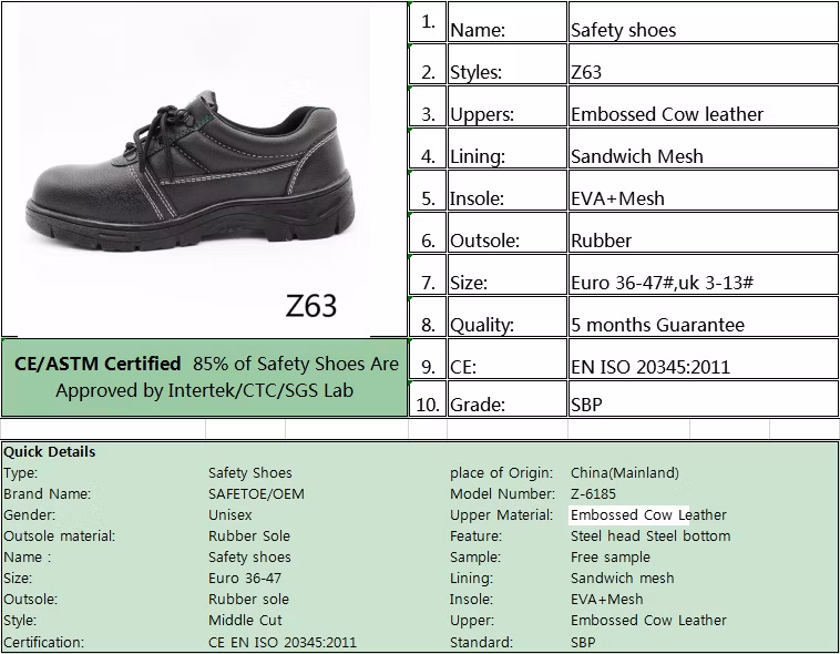 Rubber Kevlar Fiber Midsole Safety Shoes Steel Toe Boots