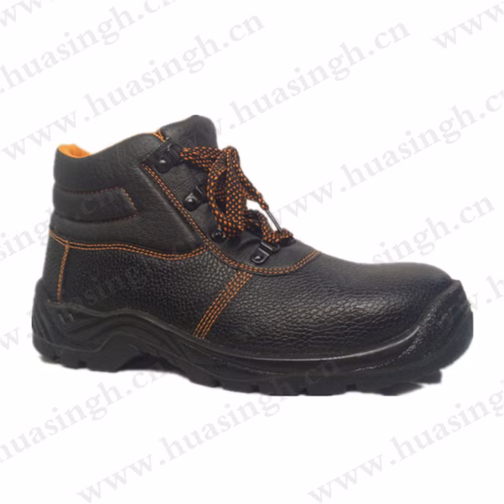 Zh, Cheap Price Strong Stitching Rubber Outsole Outdoor Safety Shoes Steel Toe Insert Anti-Puncture Black Safety Leather Boots HSB193