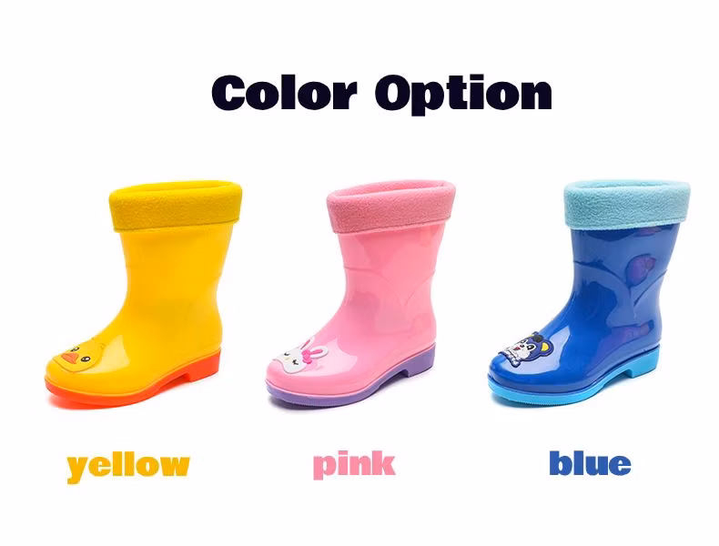 PVC Custom Waterproof Children′s Rain Boots Cartoon Boys and Girls Outdoor Baby Gum Boots Non-Slip Soft Cute