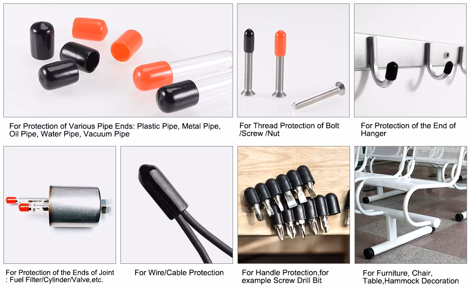 Plastic/Metal/ Stainless Steel Pipe End Protection Cap, Round PE Vinyl Cap for Nut/ Thread/ Rod/Bolt Tube PVC Dust Cap Flexible Vinyl Cap