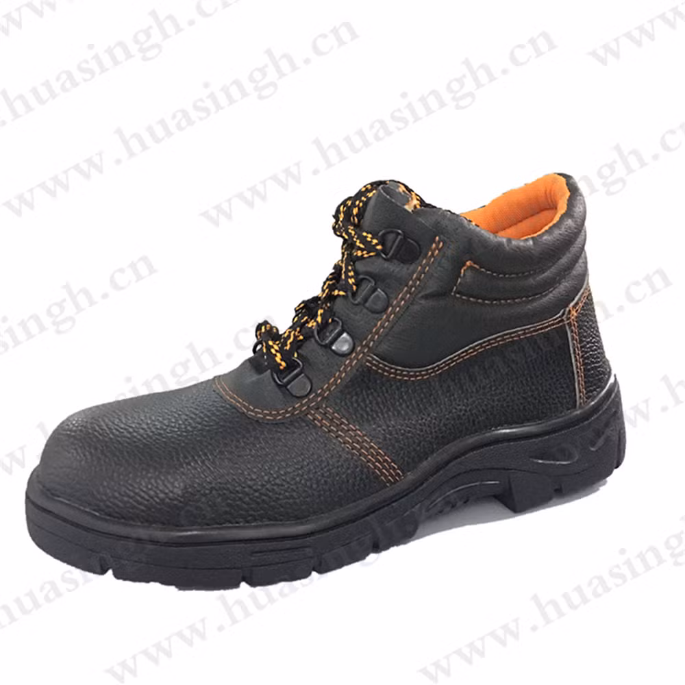 Zh, Cheap Price Strong Stitching Rubber Outsole Outdoor Safety Shoes Steel Toe Insert Anti-Puncture Black Safety Leather Boots HSB193