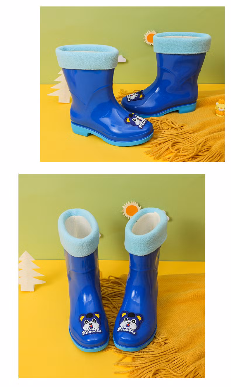 PVC Custom Waterproof Children′s Rain Boots Cartoon Boys and Girls Outdoor Baby Gum Boots Non-Slip Soft Cute