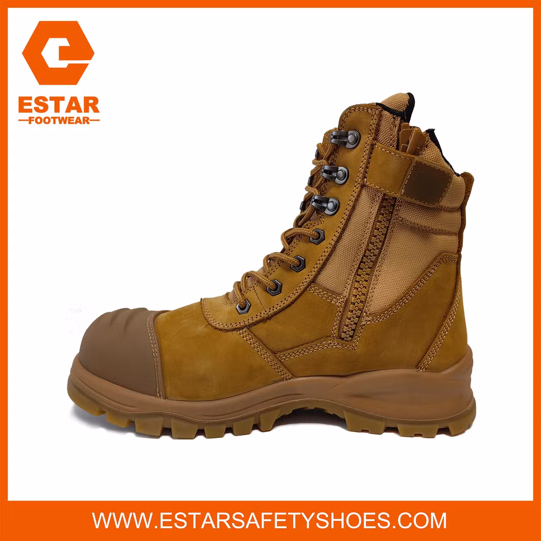 Zip Sided Breathable and Anti-Bacterial Shock Absorbig Insole Men Safety Boots