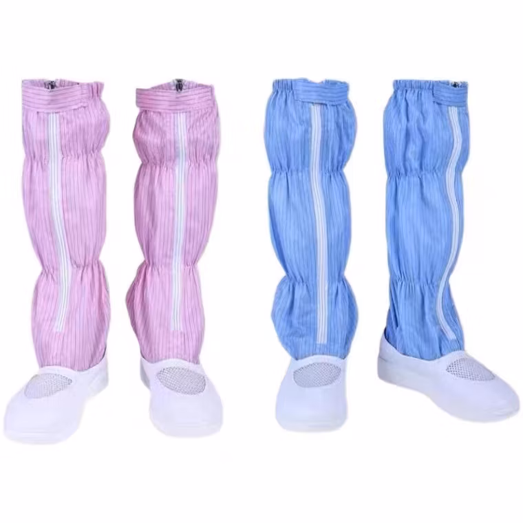 Factory Cleanroom Class 100-1000 PVC Sole Canvas Antistatic Short Boots ESD Bootie