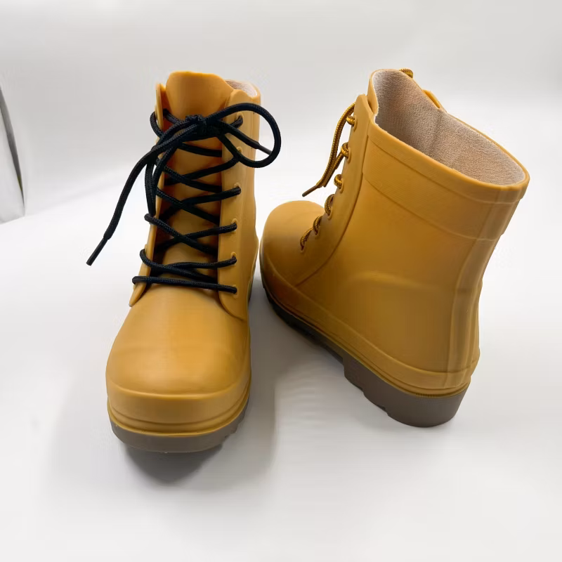Yellow Color Oil Acid Resistant Waterproof Ankle PVC Safety Rain Boots