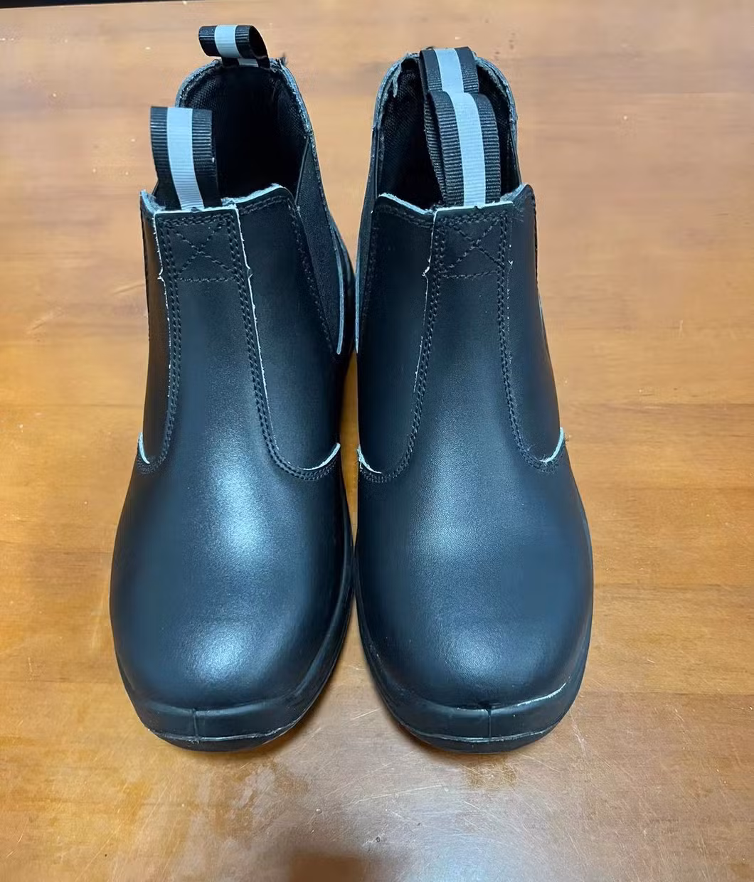 Slip-on Smooth Leather Upper PU Injection Outsole Safety Workers Shoes