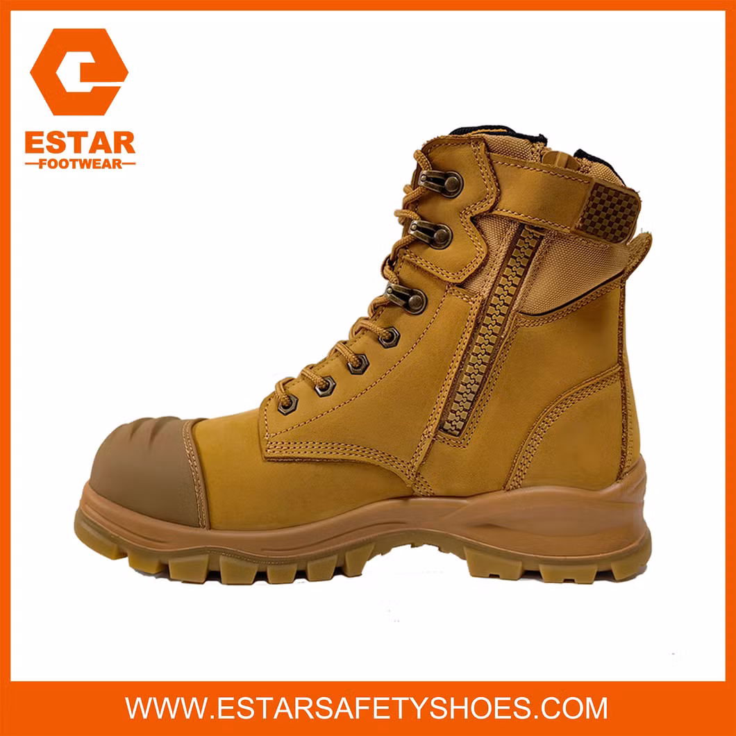 Zip Sided Breathable and Anti-Bacterial Shock Absorbig Insole Men Safety Boots