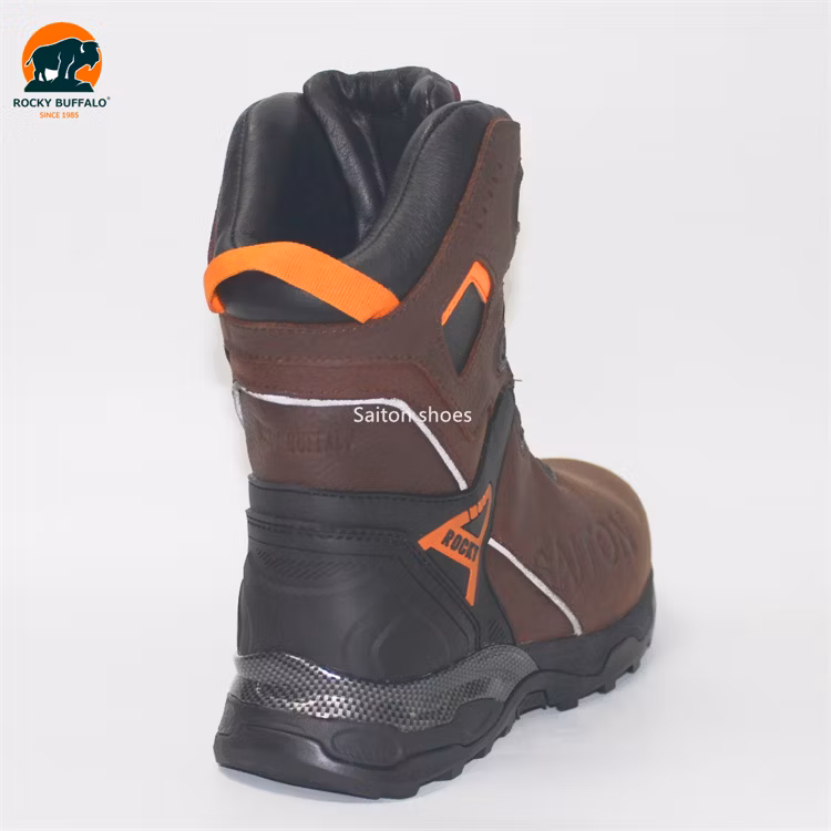 Rocky Buffalo Fur Nubuck Leather High Cut Safety Shoes Steel Plate Steel Toe Work Boots with