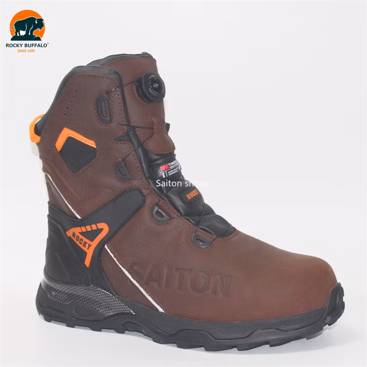 Rocky Buffalo Fur Nubuck Leather High Cut Safety Shoes Steel Plate Steel Toe Work Boots with