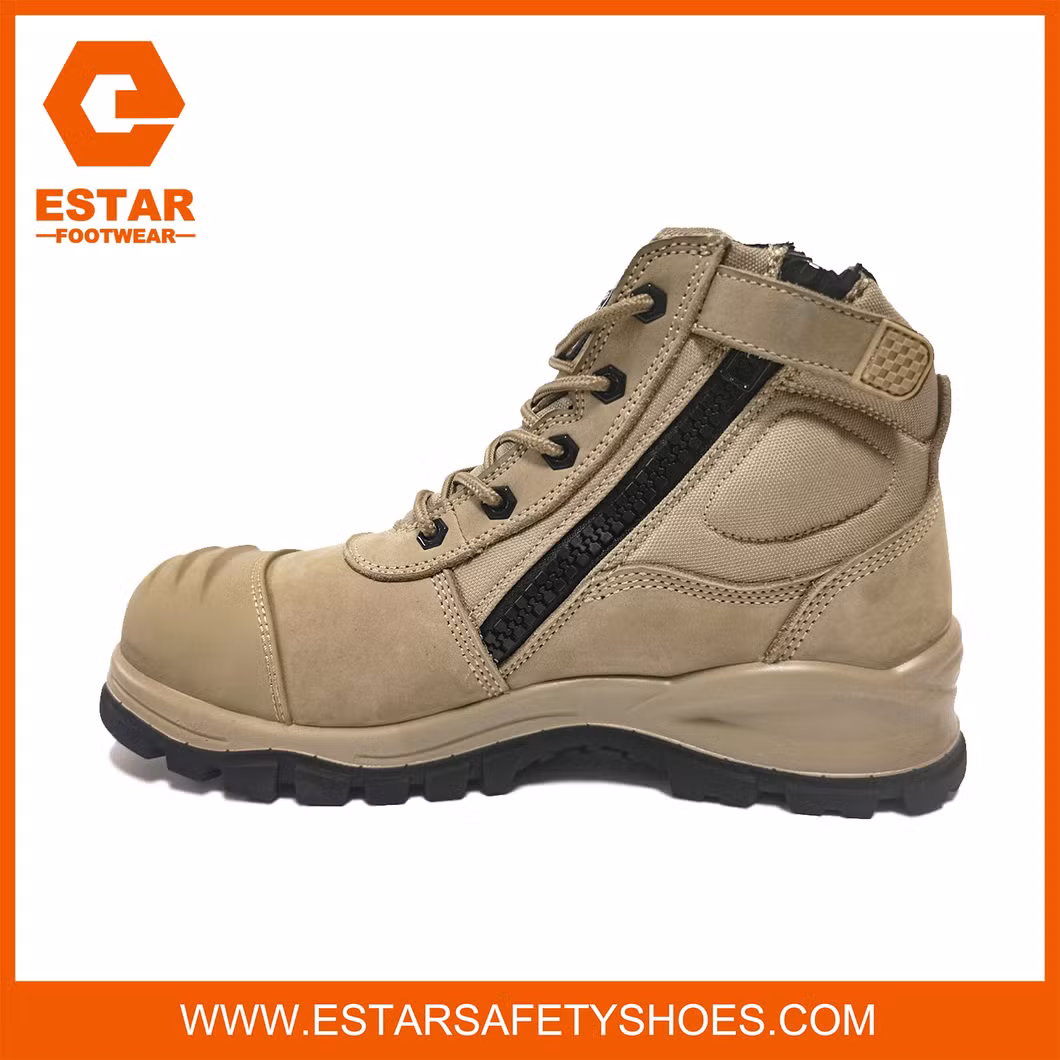 Zip Sided Breathable and Anti-Bacterial Shock Absorbig Insole Men Safety Boots