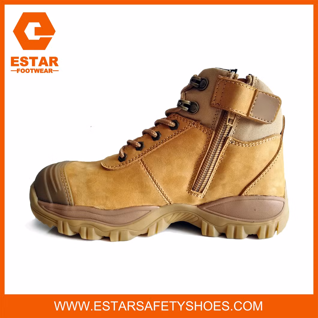 Zip Sided Breathable and Anti-Bacterial Shock Absorbig Insole Men Safety Boots