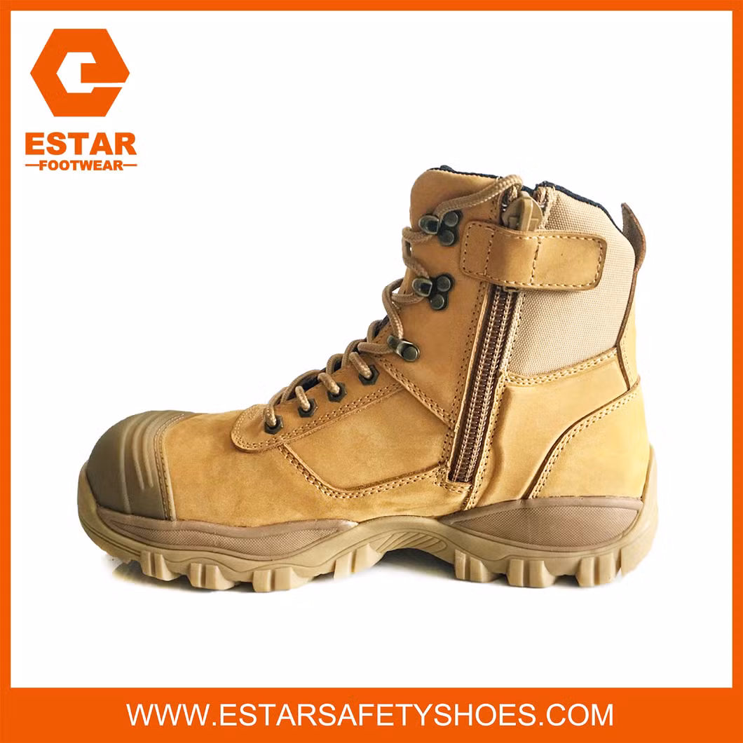 Zip Sided Breathable and Anti-Bacterial Shock Absorbig Insole Men Safety Boots