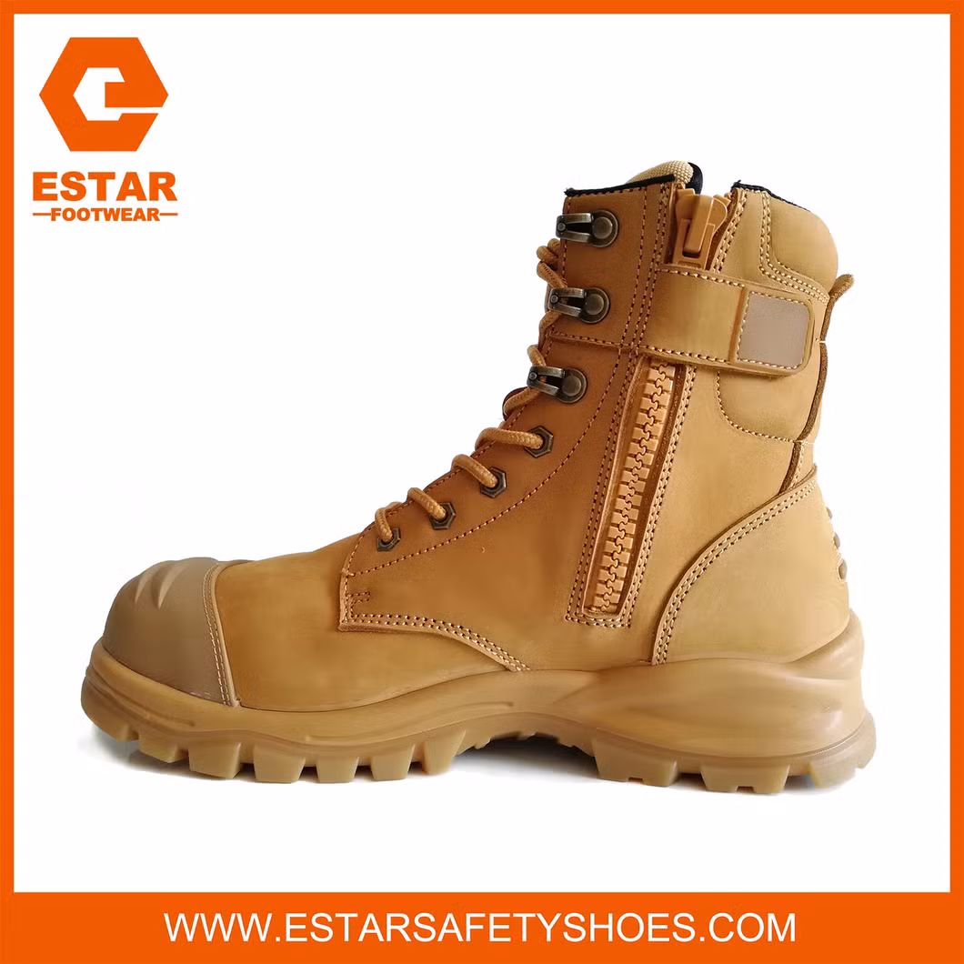 Zip Sided Breathable and Anti-Bacterial Shock Absorbig Insole Men Safety Boots
