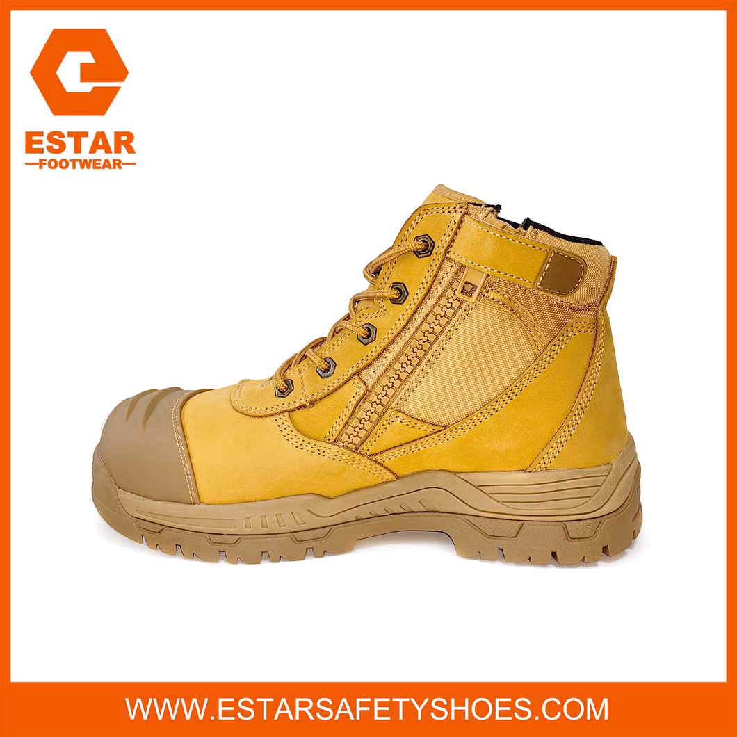 Zip Sided Breathable and Anti-Bacterial Shock Absorbig Insole Men Safety Boots