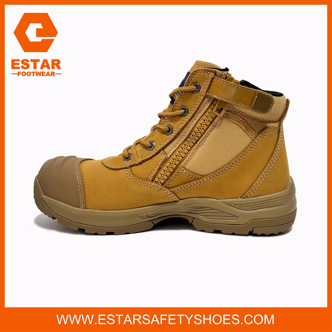 Zip Sided Breathable and Anti-Bacterial Shock Absorbig Insole Men Safety Boots