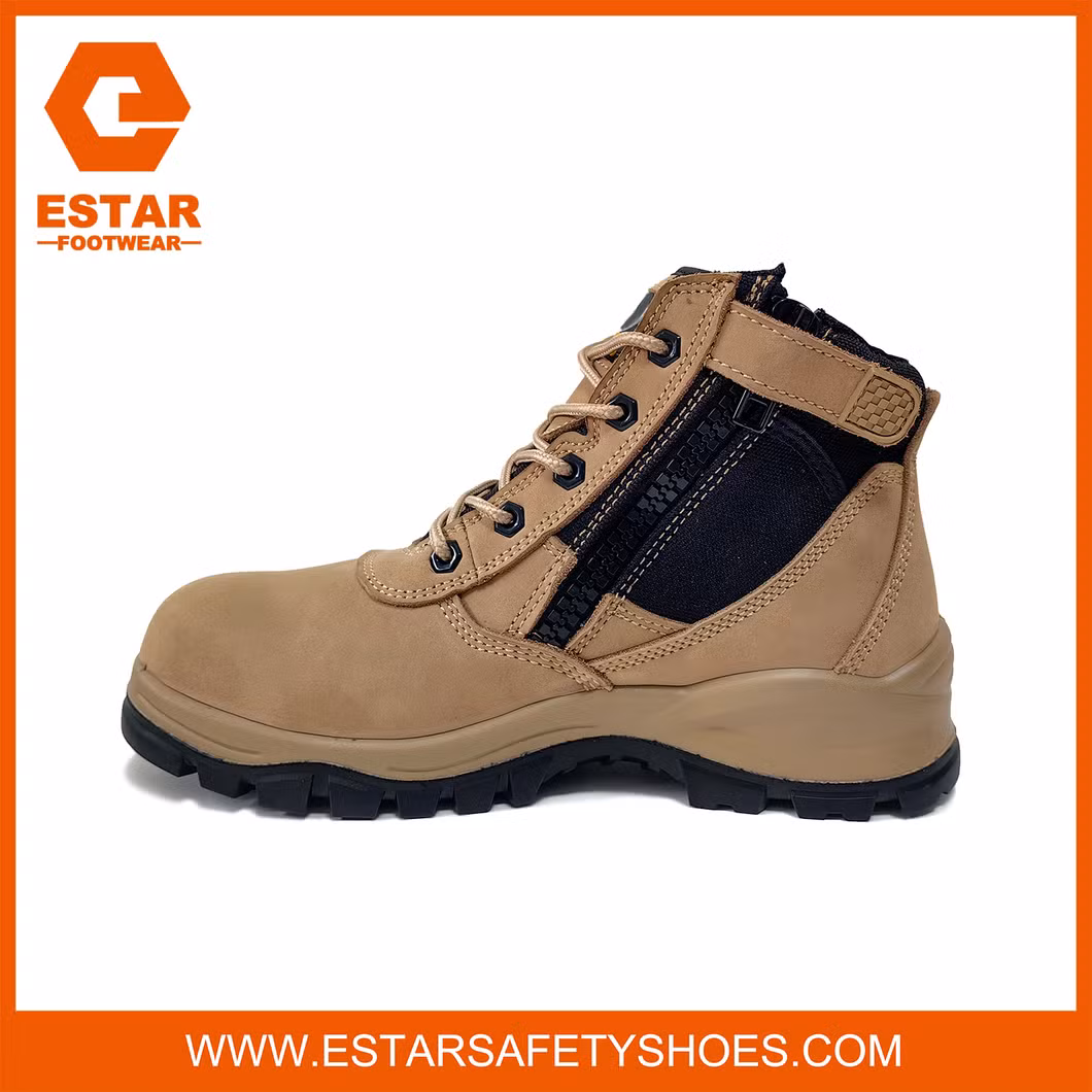 Zip Sided Breathable and Anti-Bacterial Shock Absorbig Insole Men Safety Boots