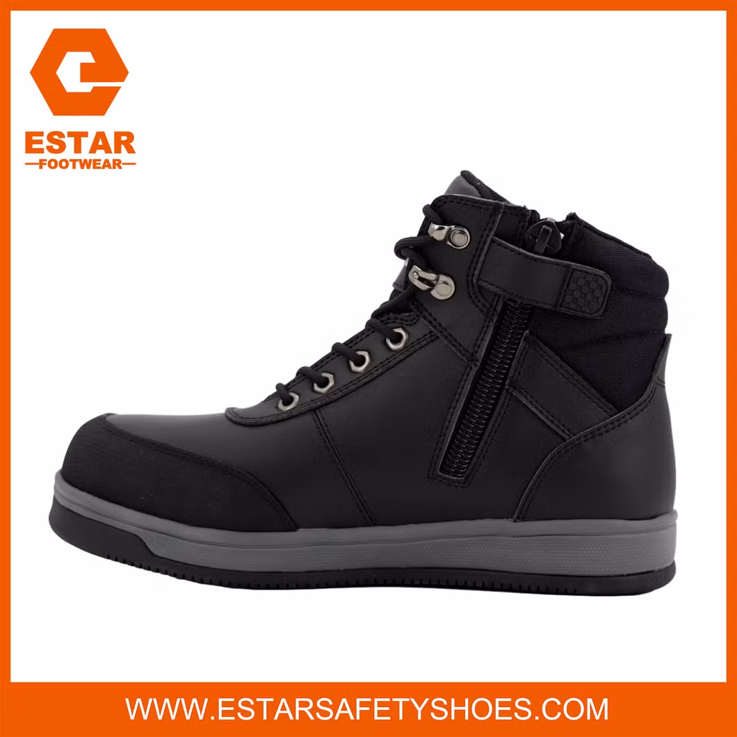 Zip Sided Breathable and Anti-Bacterial Shock Absorbig Insole Men Safety Boots