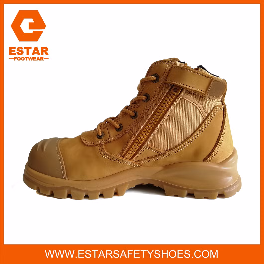 Zip Sided Breathable and Anti-Bacterial Shock Absorbig Insole Men Safety Boots