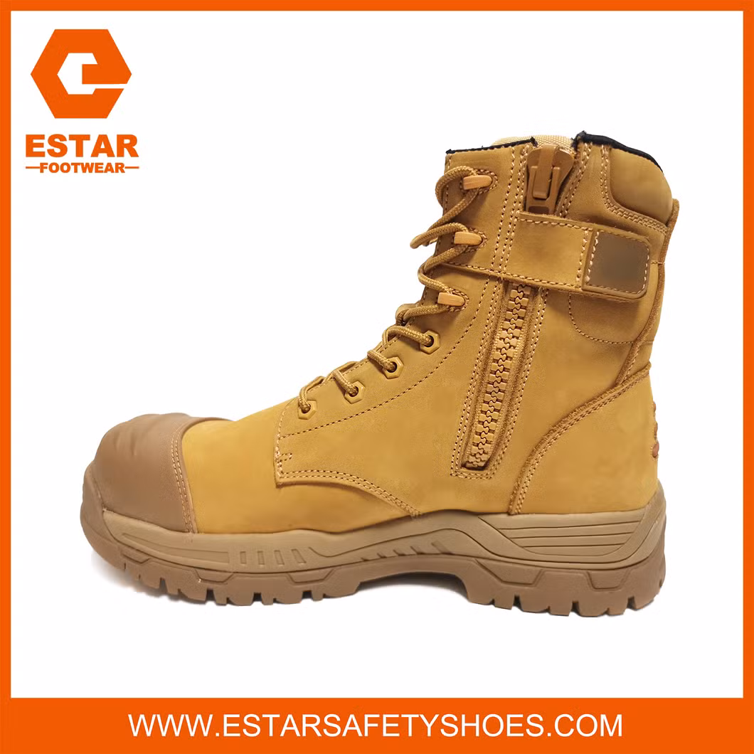 Zip Sided Breathable and Anti-Bacterial Shock Absorbig Insole Men Safety Boots