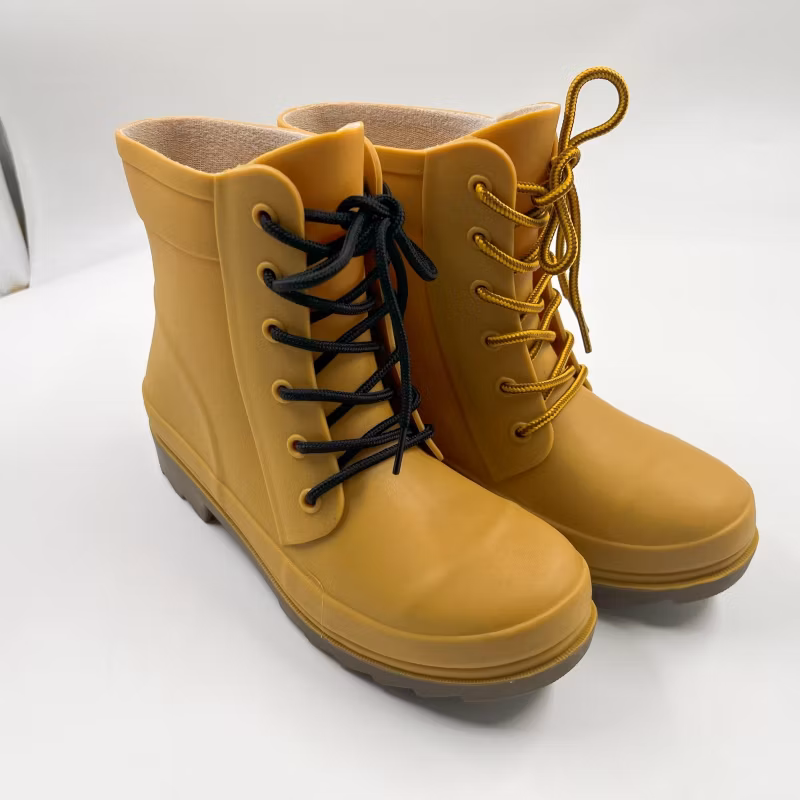 Yellow Color Oil Acid Resistant Waterproof Ankle PVC Safety Rain Boots