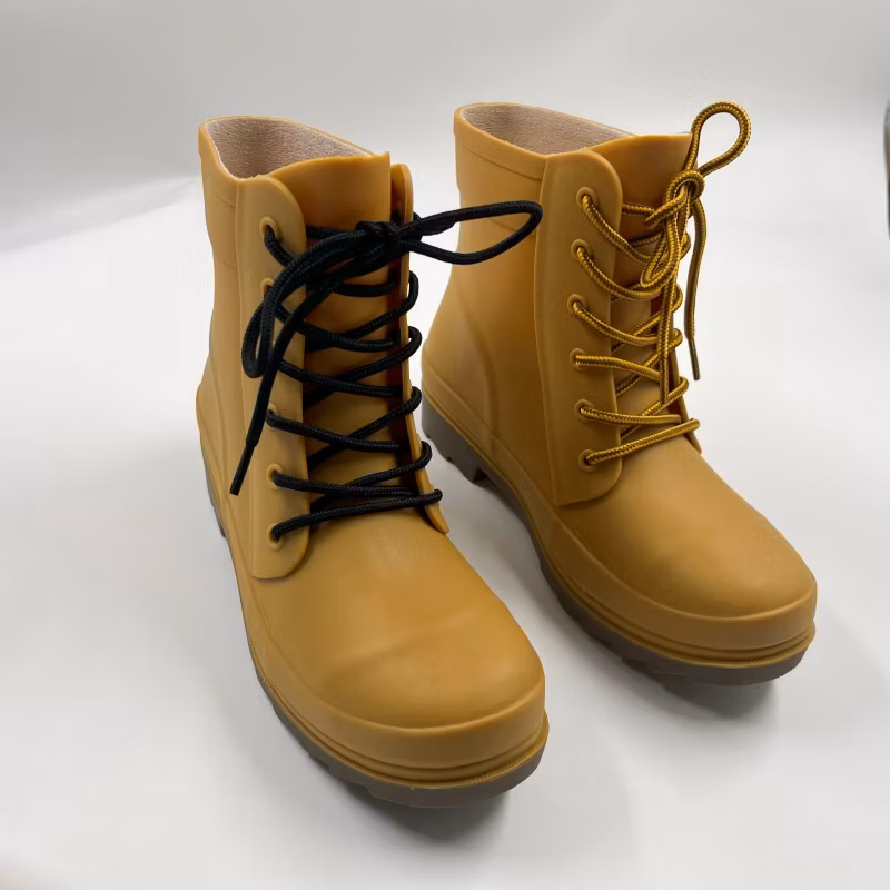 Yellow Color Oil Acid Resistant Waterproof Ankle PVC Safety Rain Boots