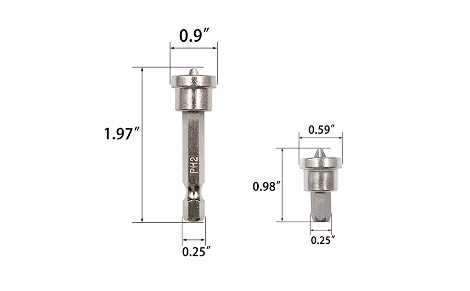 5PCS Set Magnetic Positioning Drywall Screw Setter Dimpler pH2 Bits for Plasterboard