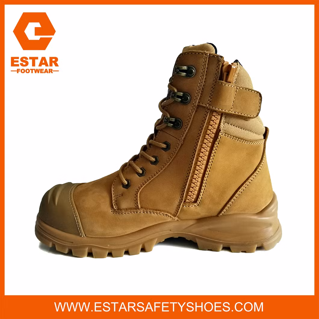 Zip Sided Breathable and Anti-Bacterial Shock Absorbig Insole Men Safety Boots