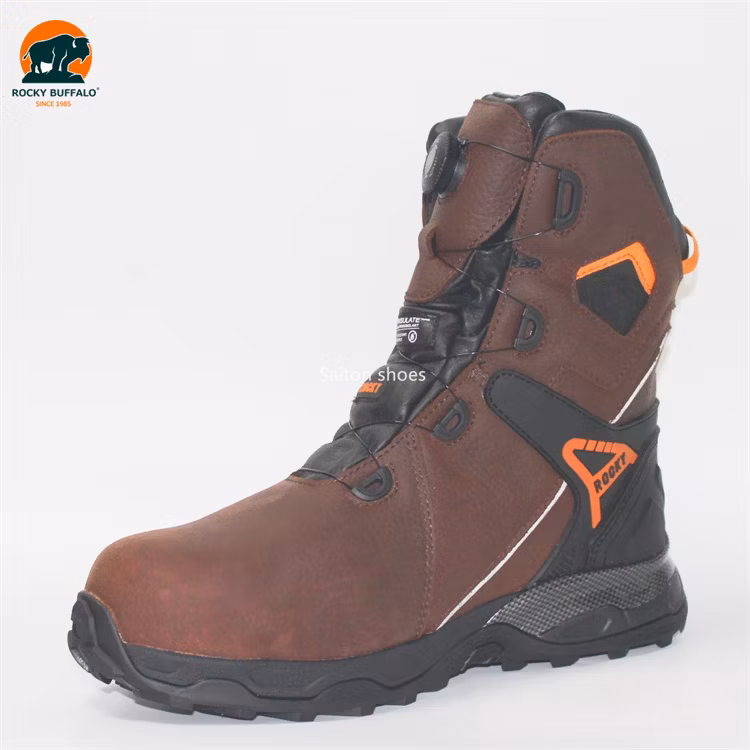 Rocky Buffalo Fur Nubuck Leather High Cut Safety Shoes Steel Plate Steel Toe Work Boots with