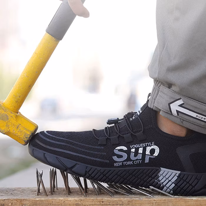 CE Anti Slip Work Men Factory Black Genuine Leather Steel Toe Industrial Basic Safety Shoes