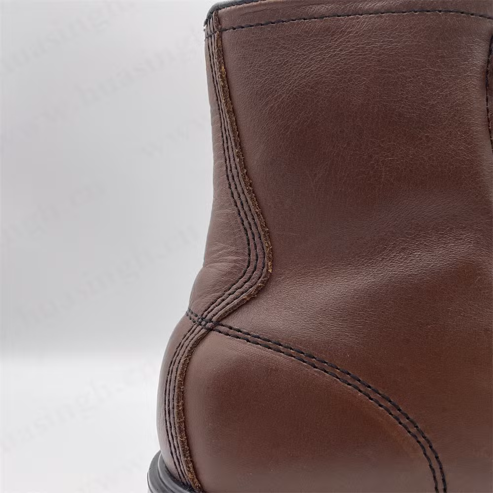 Gww, Oil-Proof Top-Level Crazy Horse Leather Industrial Safety Shoe Steel Toe Insert Alkali Resistant PU Injection Outsole Work Boot HSB179