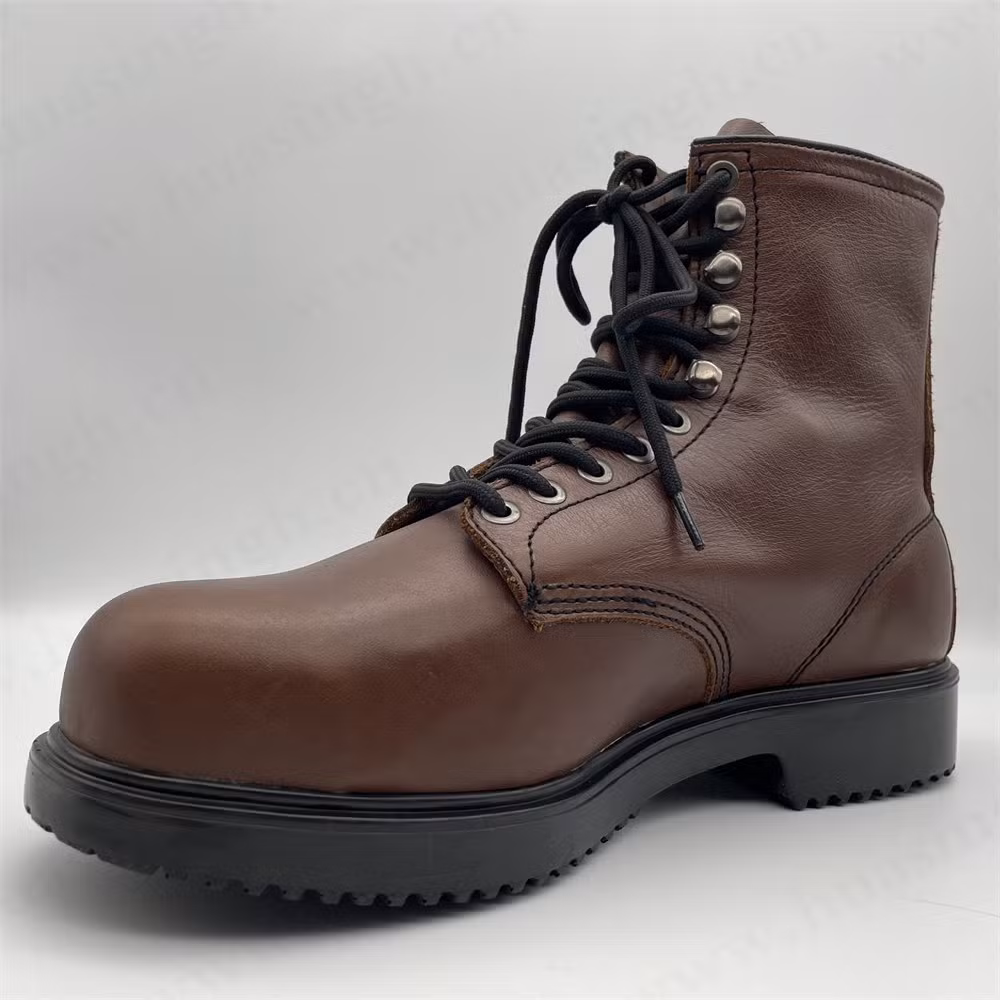 Gww, Oil-Proof Top-Level Crazy Horse Leather Industrial Safety Shoe Steel Toe Insert Alkali Resistant PU Injection Outsole Work Boot HSB179