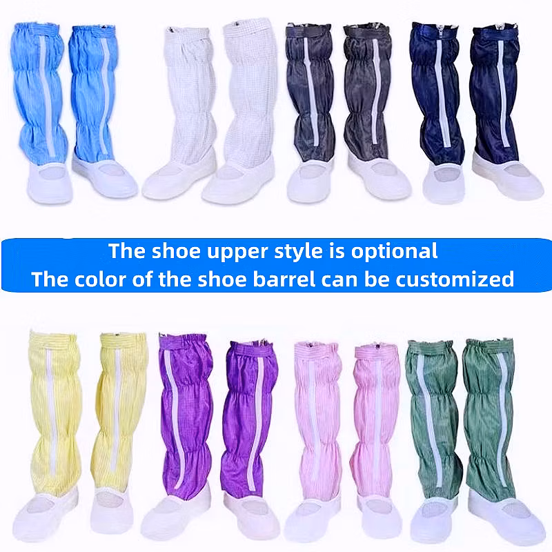 Factory Cleanroom Class 100-1000 PVC Sole Canvas Antistatic Short Boots ESD Bootie