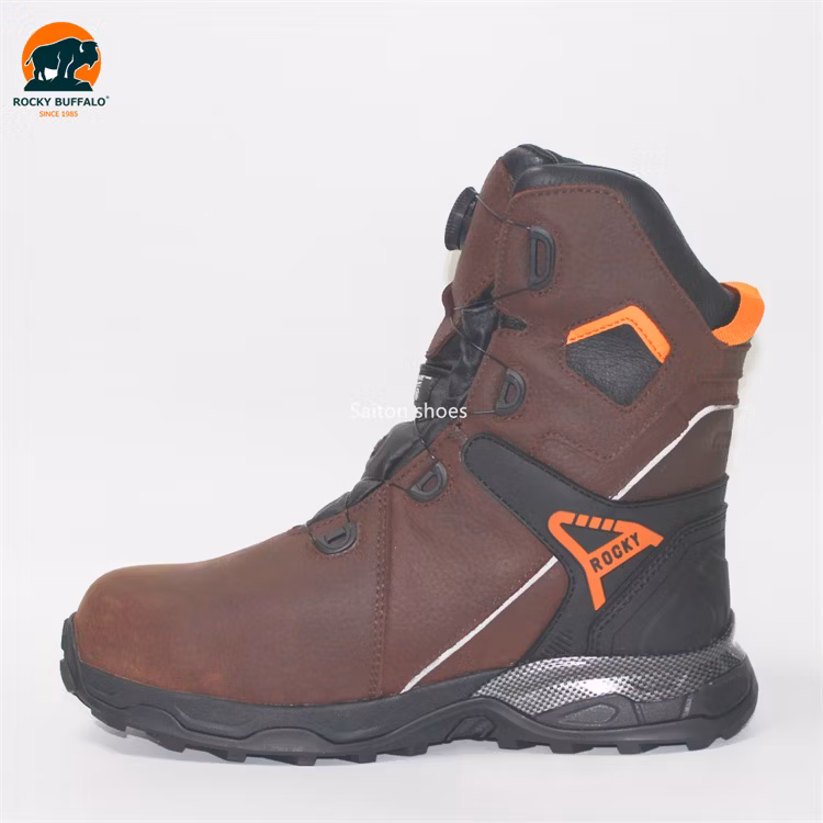 Rocky Buffalo Fur Nubuck Leather High Cut Safety Shoes Steel Plate Steel Toe Work Boots with