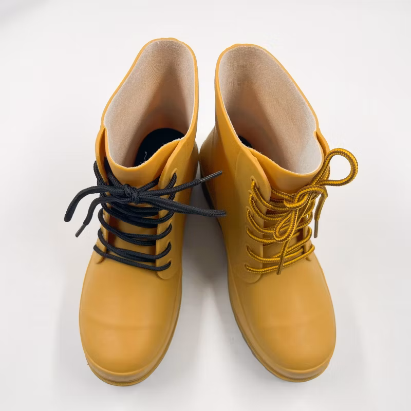 Yellow Color Oil Acid Resistant Waterproof Ankle PVC Safety Rain Boots