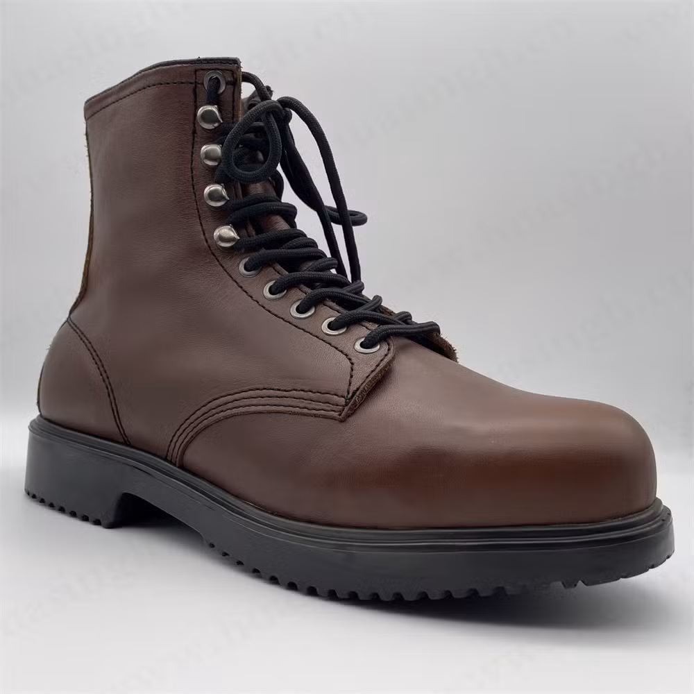 Gww, Oil-Proof Top-Level Crazy Horse Leather Industrial Safety Shoe Steel Toe Insert Alkali Resistant PU Injection Outsole Work Boot HSB179