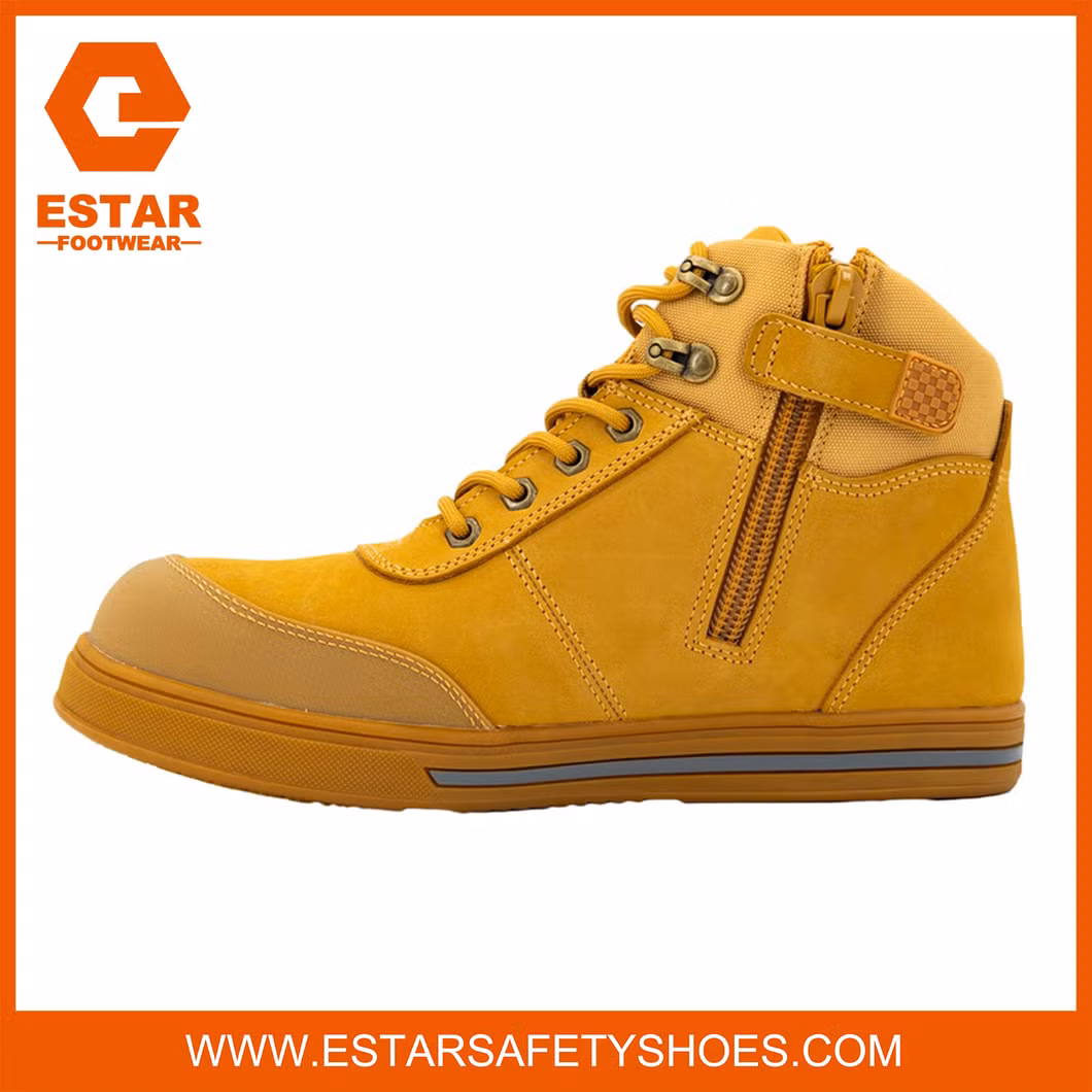 Zip Sided Breathable and Anti-Bacterial Shock Absorbig Insole Men Safety Boots