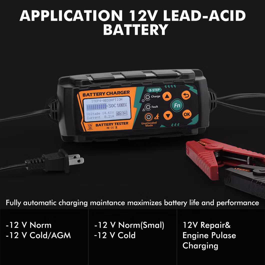 12V Battery Charger and Battery Tester Bc521, Battery Maintenance, Trickle Charger, Floating Charger and Battery Desulfurizer