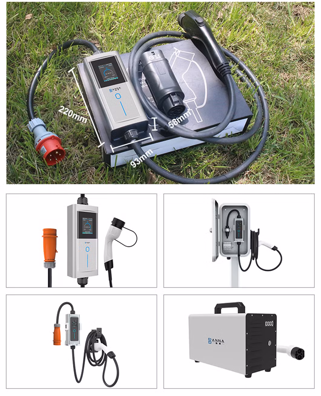 Factory Direct Sales AC Plug Customizable 3.5kw/7kw/11kw/22kw Portable EV Charger Car Battery Electric Vehicle Charging Station