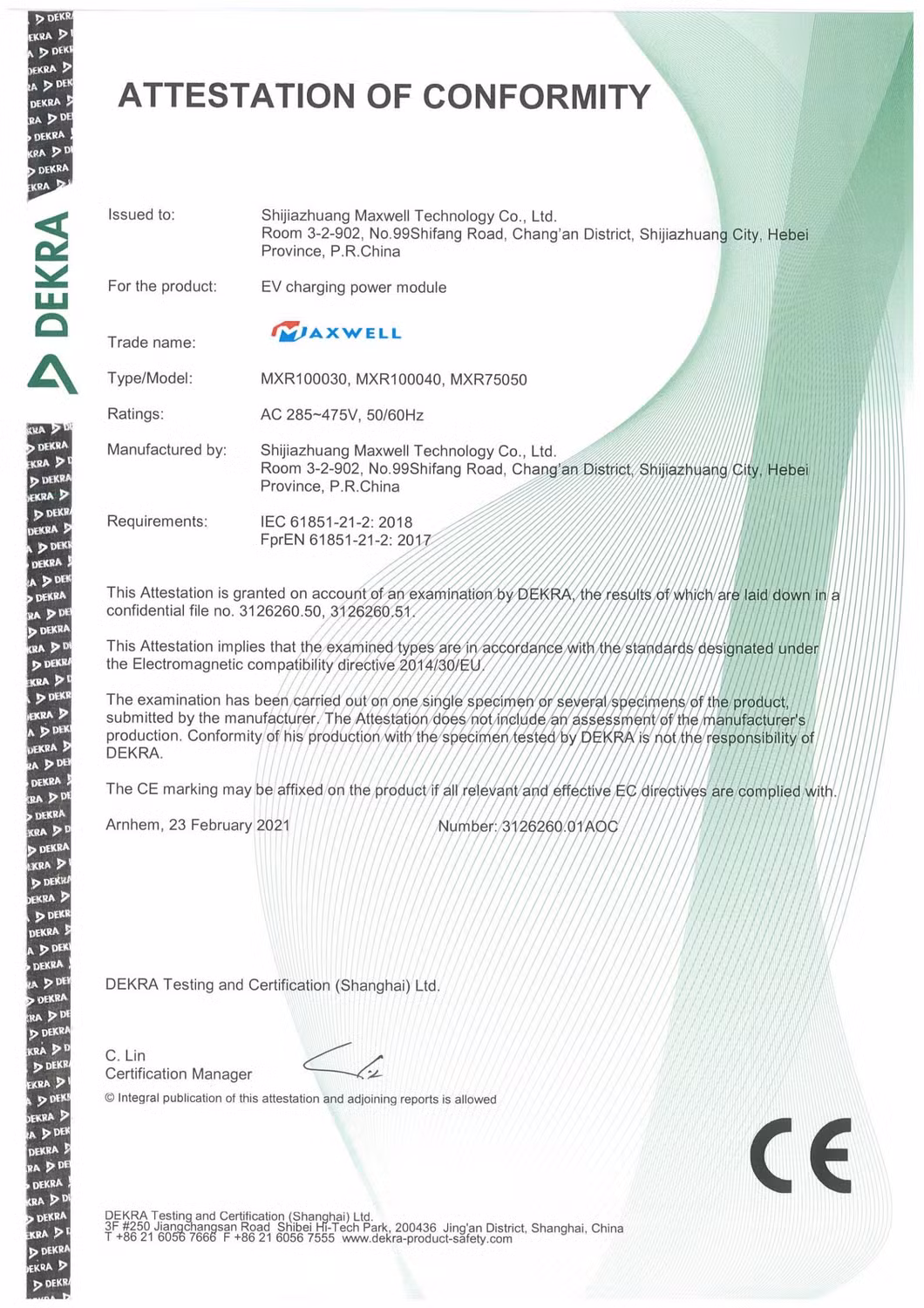 Maxwell CE Approved 50kw EV Charger Module for Fast EV Charging Station