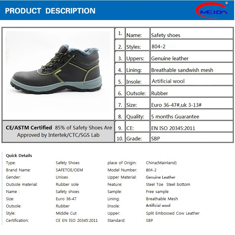 Goodyear Working Safety Shoes with Artificial Wool Inside Steel Toe Anti-Slip