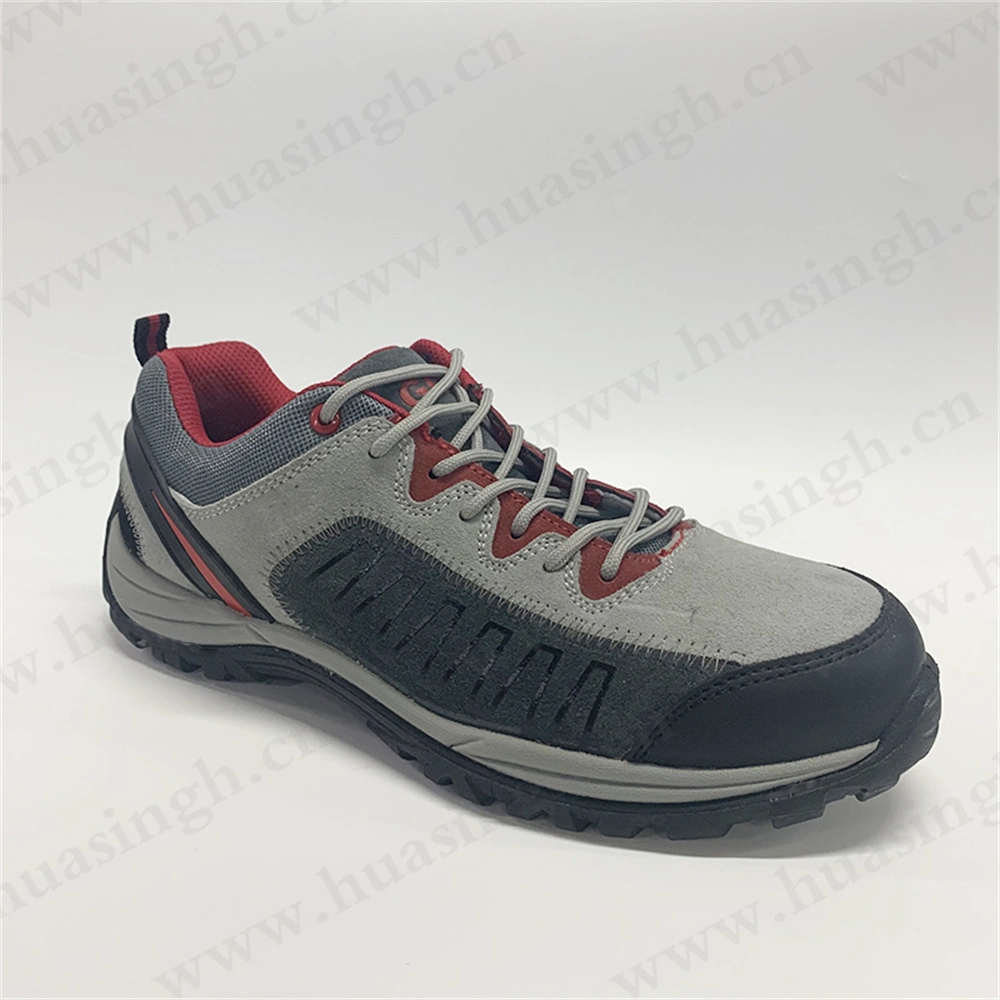 Yxl, Top-Level Anti-Puncture PU/PU Injection Safety Footwear Lace-up Style Fiberglass Toe Insert Grey Sport Safety Shoe with Suede Leather HSS457