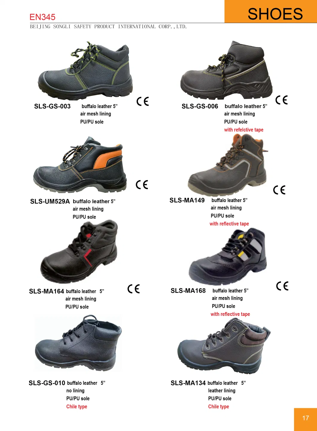 SLS-H2-2075 PU Injection Moulding Buffalo Leather Safety Shoes for Men